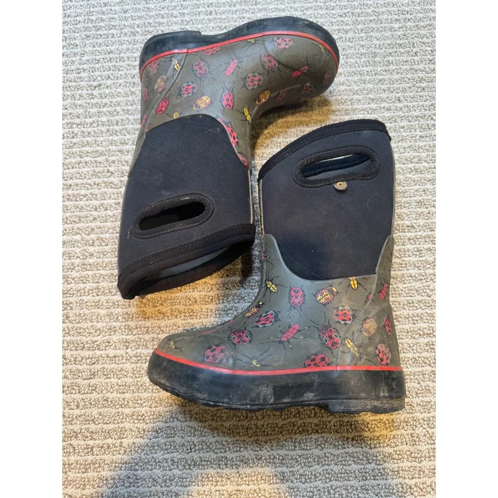 Bogs Classic II Bugs Kids Rain Boots Olive Green‎ Ladybug Beetle 72904 Size 11